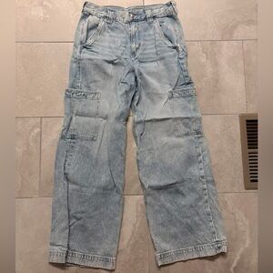 American Eagle Outfitters Light Blue Wide Leg Cargo Jeans